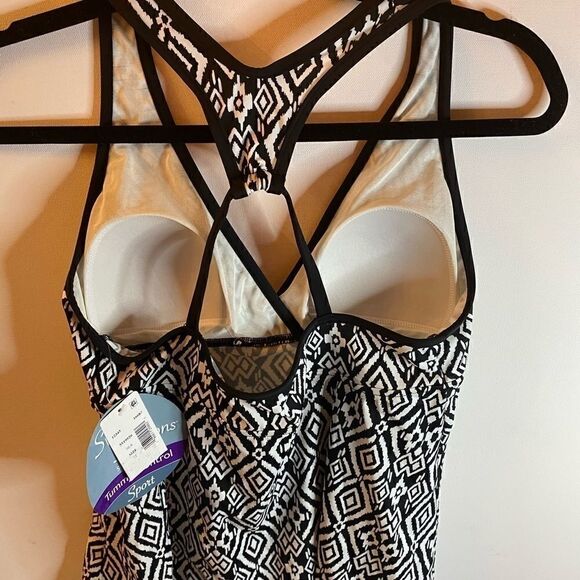 Swim solutions Diamonds printed tankini top 12 - Picture 4 of 7